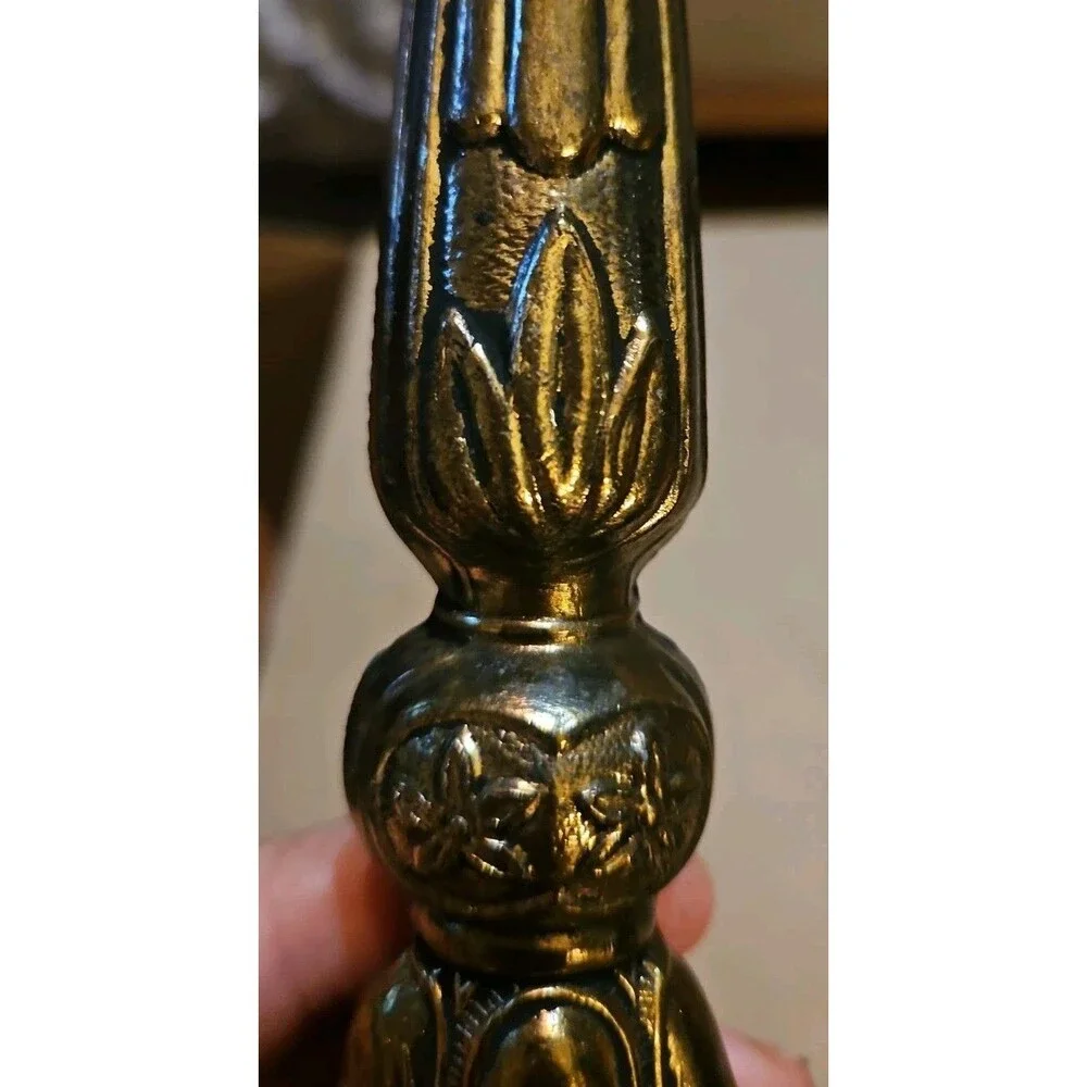 Brass Candlestick Taper Candle Art Deco Ornate Hollywood Regency Vintage